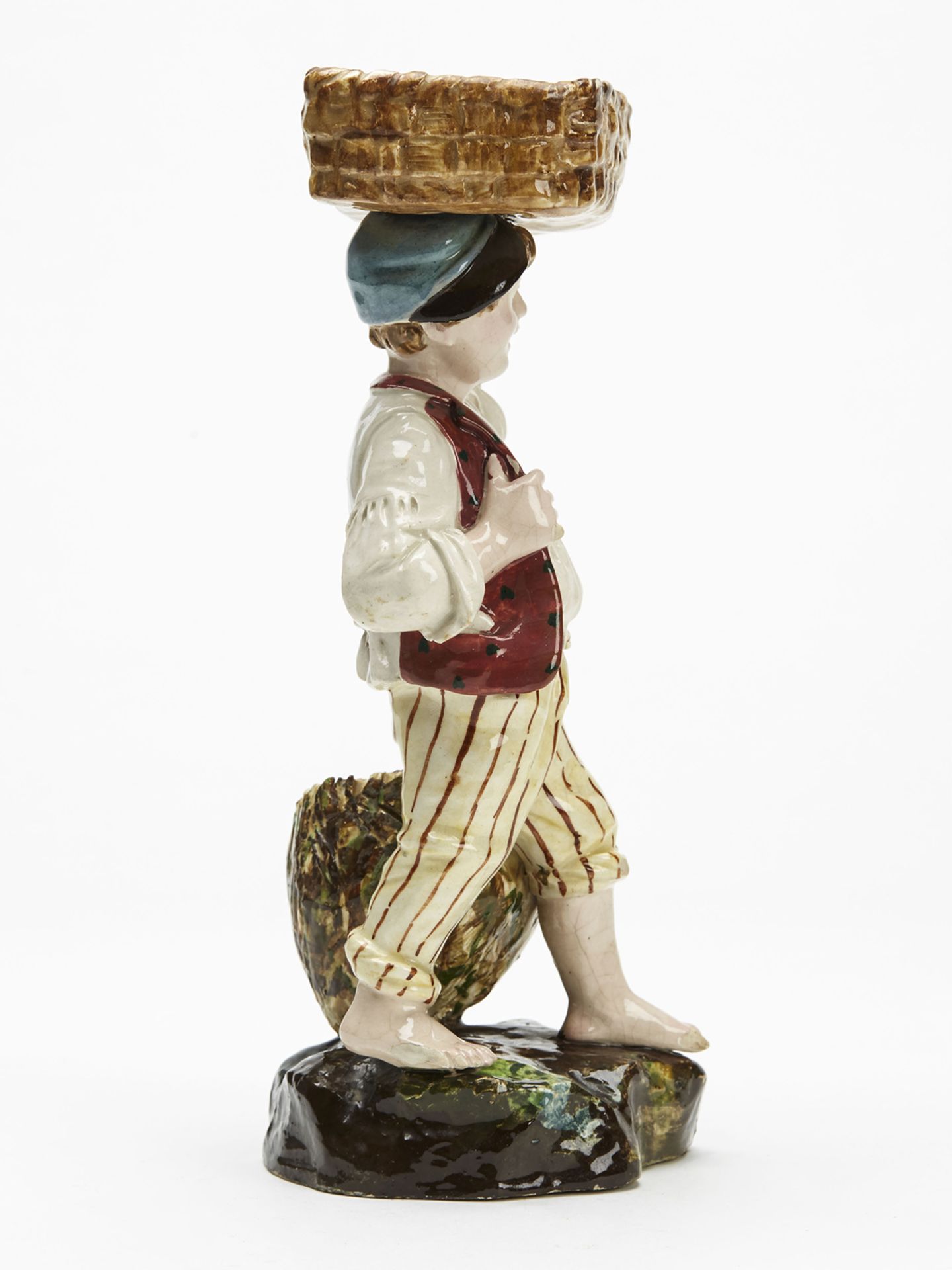 Antique Continental Pottery Boy & Baskets Figure 19Th C. - Image 2 of 8