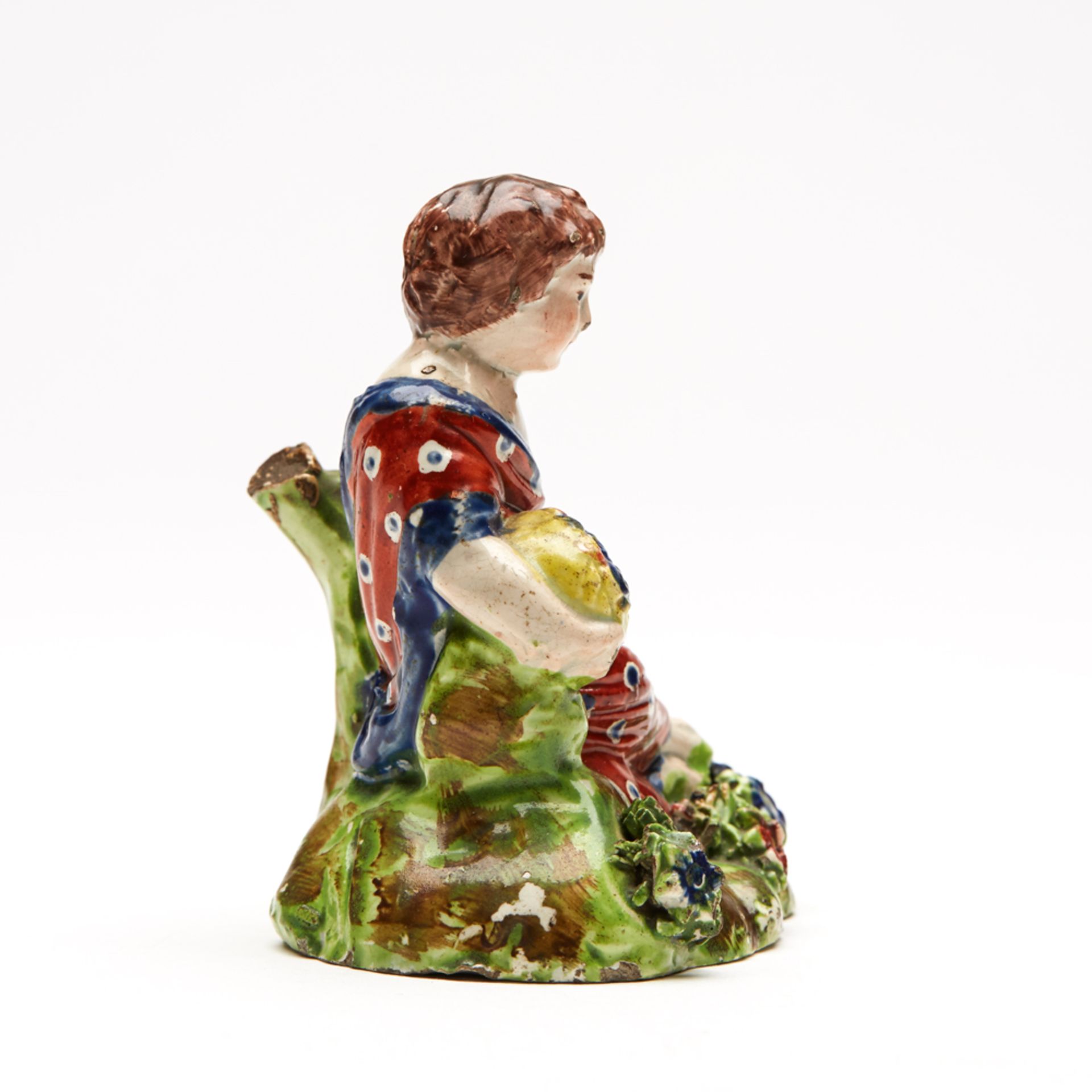 Antique Staffordshire Pearlware Seated Girl Figure C.1800 - Image 2 of 6