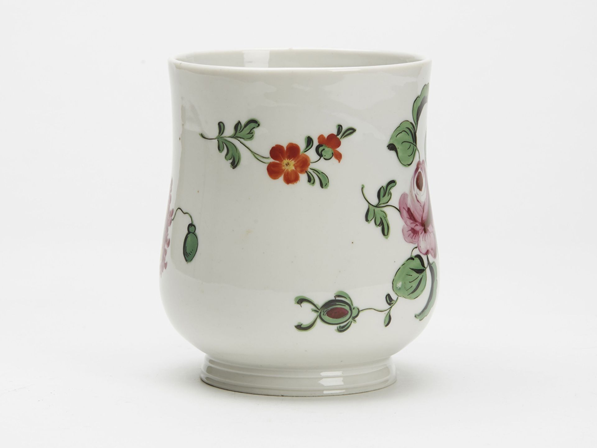 Antique Bell Shape Porcelain Floral Painted Tankard 18/19 C - Image 4 of 9