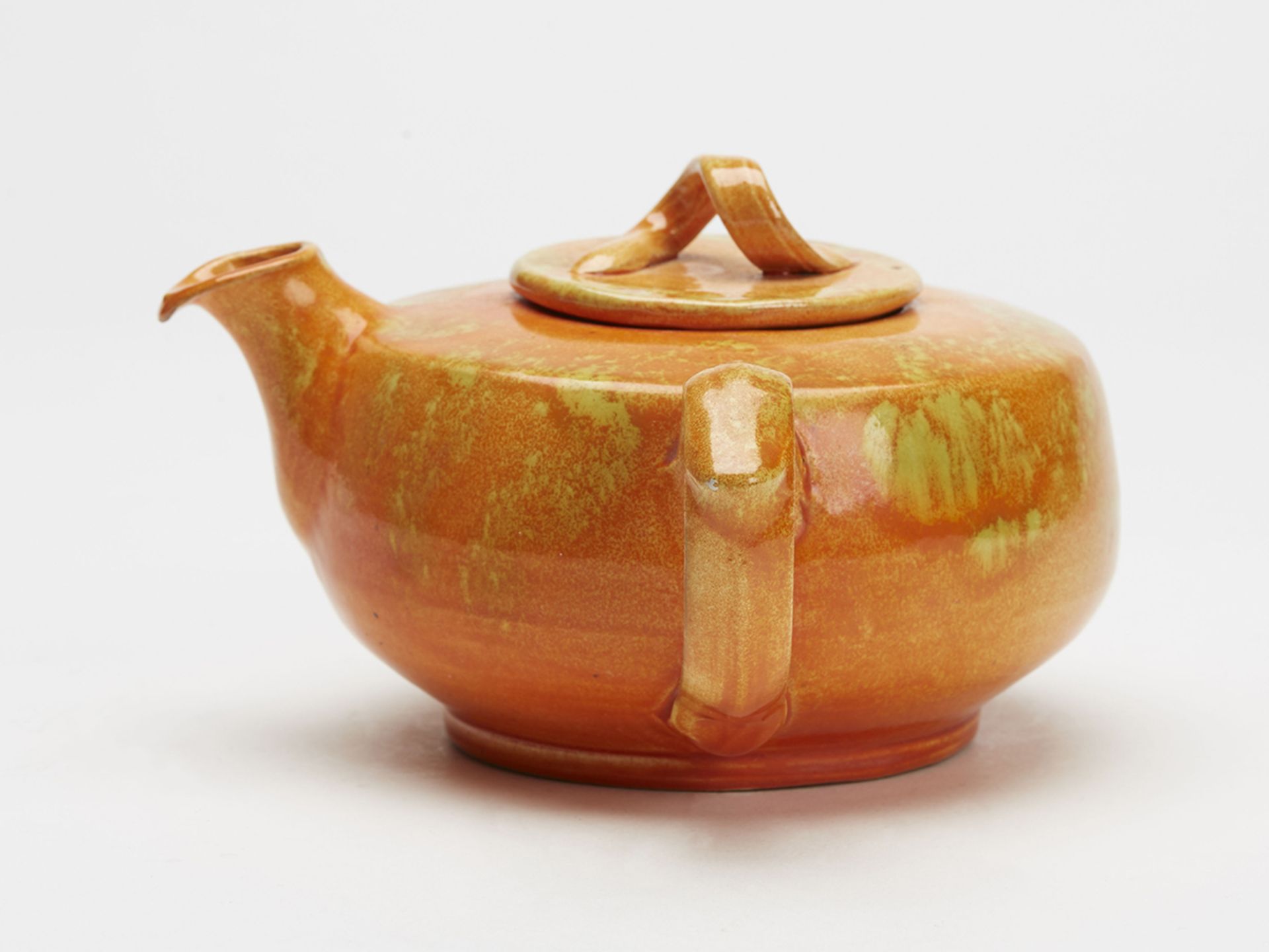 William Baron Art Pottery Orange Glazed Teapot C.1910 - Image 5 of 11