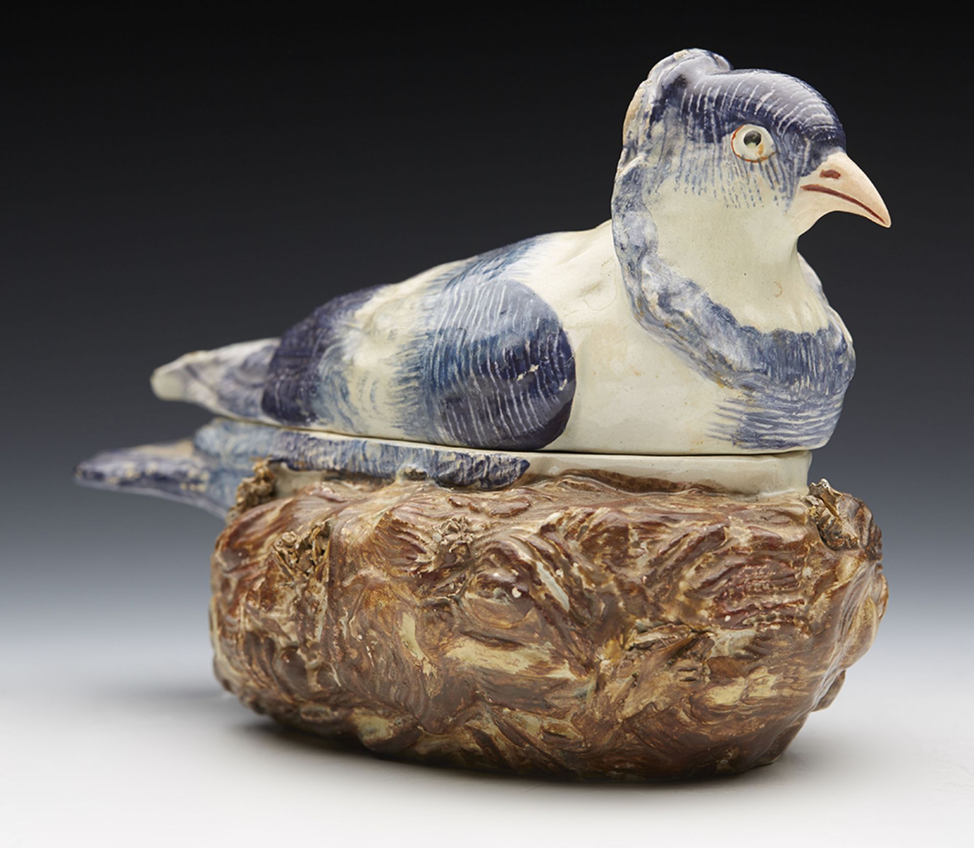 Antique Staffordshire Pearlware Pigeon On Nest Tureen Early 19Th C.