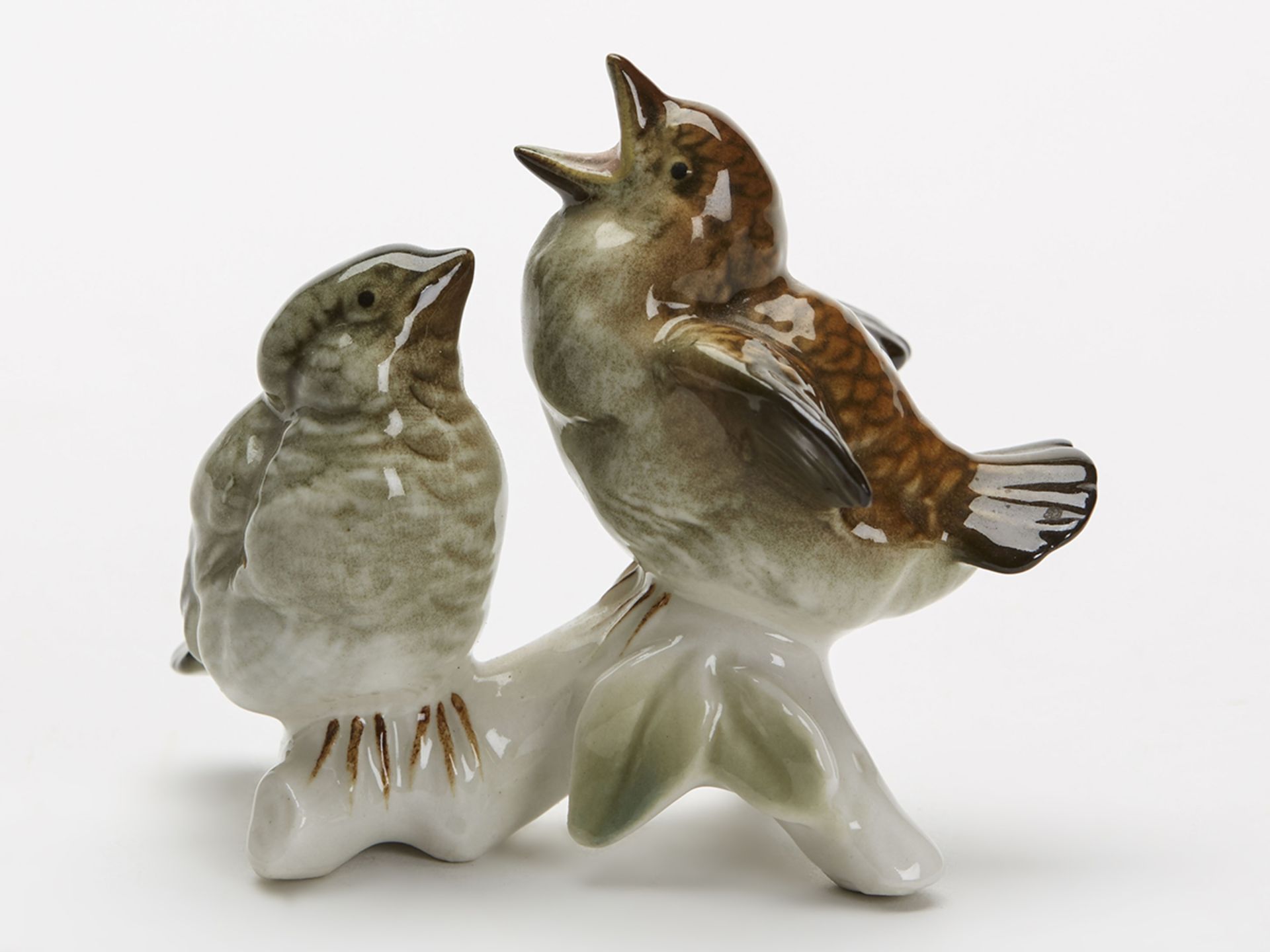 Vintage Karl Ens Porcelain Figure Wren & Young Bird 20Th C