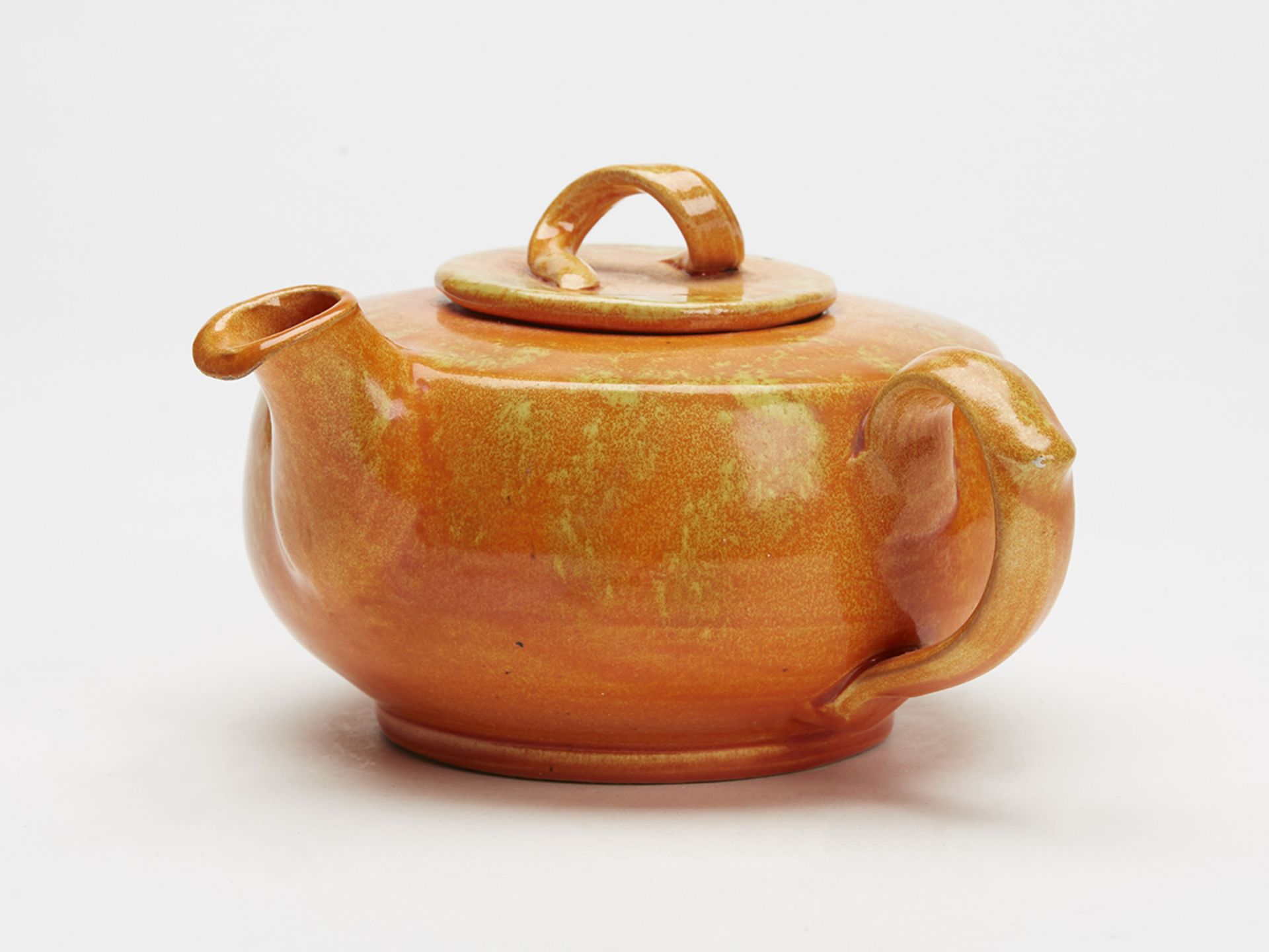 William Baron Art Pottery Orange Glazed Teapot C.1910