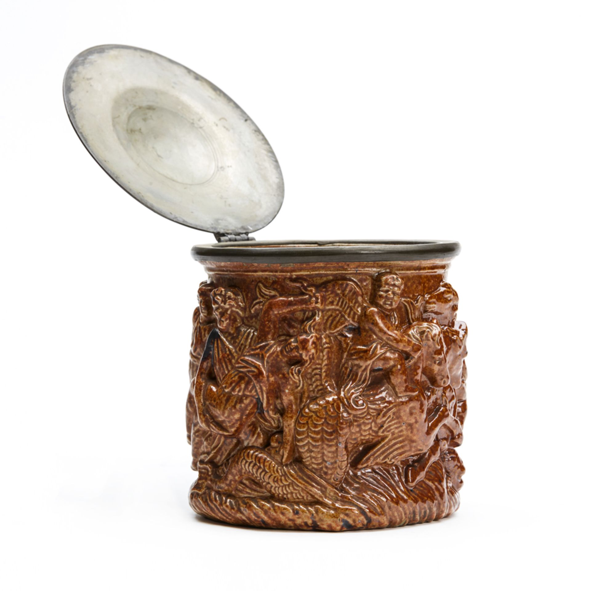 Salt Glazed Figural Pewter Mounted Tobacco Jar C.1830 - Image 5 of 9