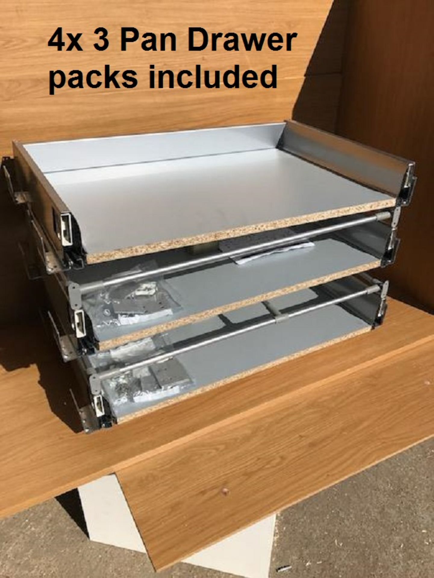 Rrp £790 - Four X Packs Of 3 = 12X Drawers (2467/4084) 800Mm Wide X 450Mm Deep = 3 Pan Pack B&Q