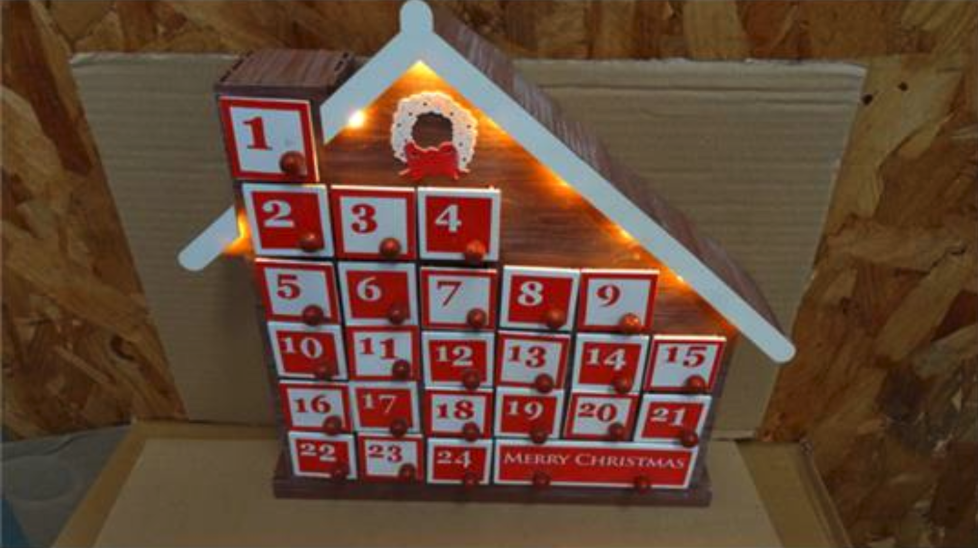 12 x Christmas Workshop Wooden Advent Calendar House with 8 LED Lights. RRP £40 Each! - Image 2 of 2