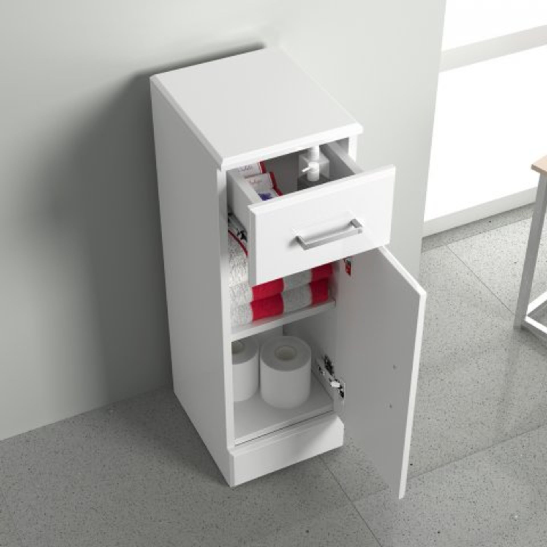 (A133) 250x330mm Quartz Gloss White Small Side Cabinet Unit. RRP £143.99. This state-of-the-art