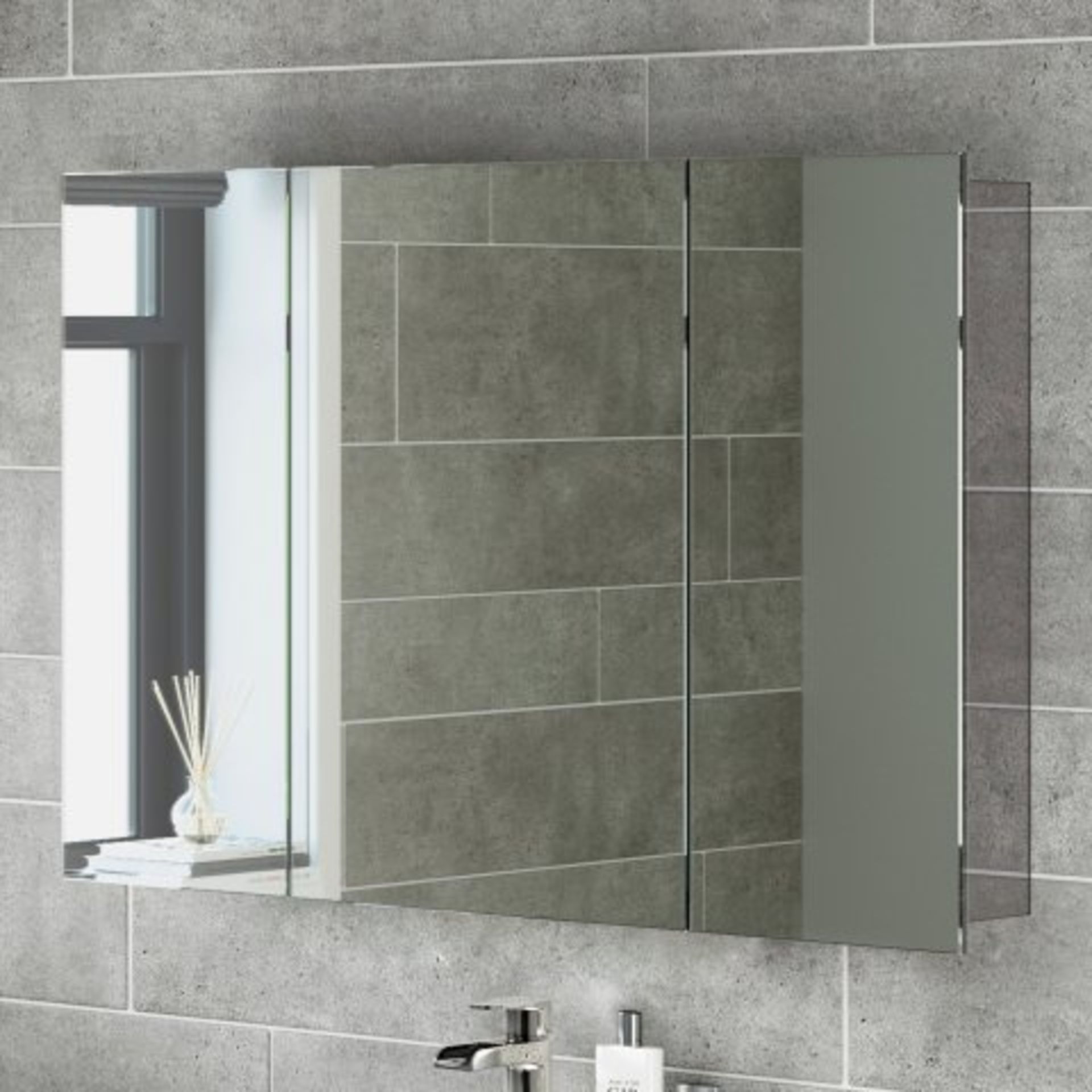 (A91) 600x900mm Liberty Stainless Steel Triple Door Mirror Cabinet. RRP £349.99. Reflection