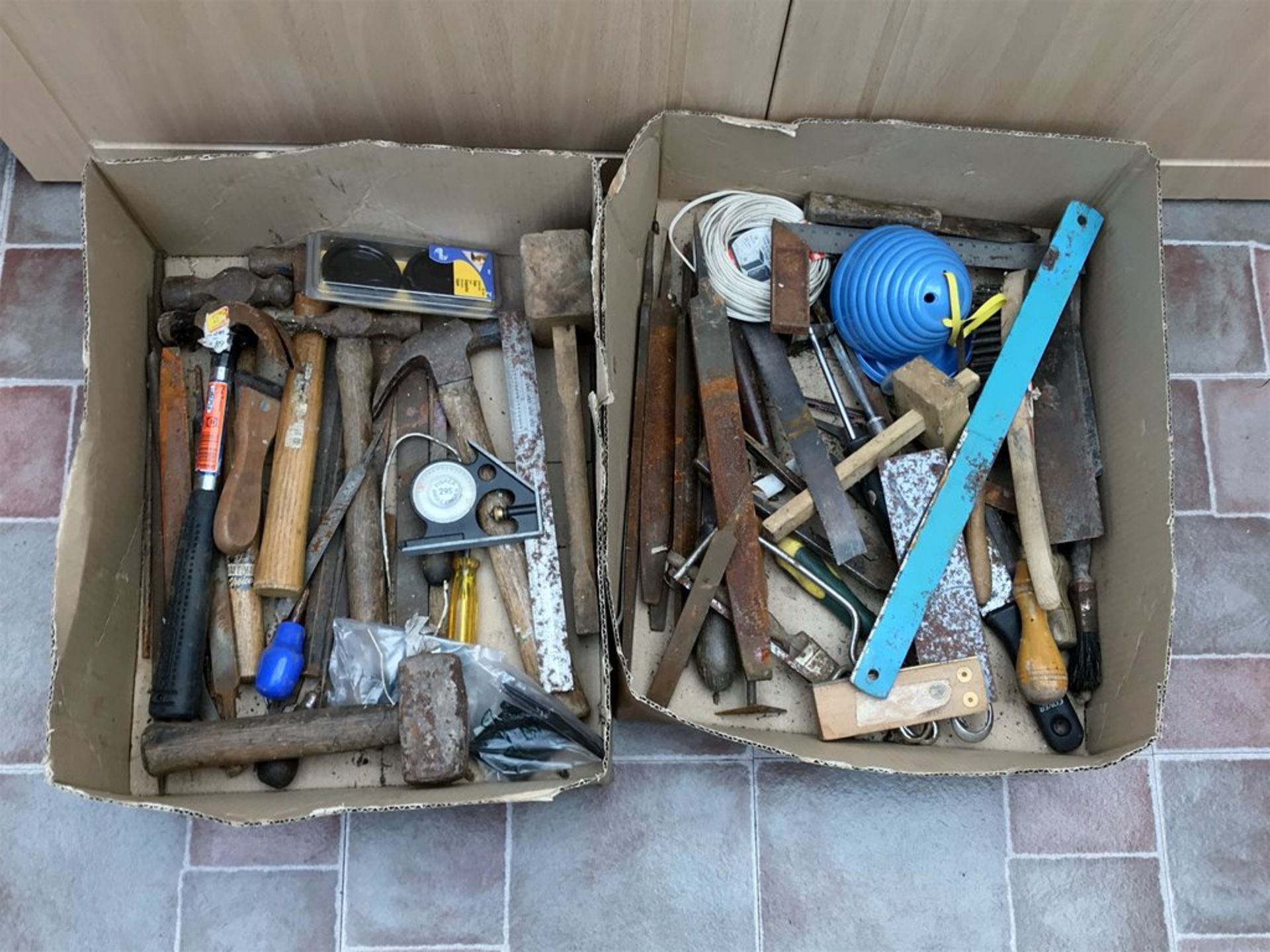 A Large Quantity of Vintage Hand Tools, Including a Fisher Angle FInder, Mallets Hammers and more