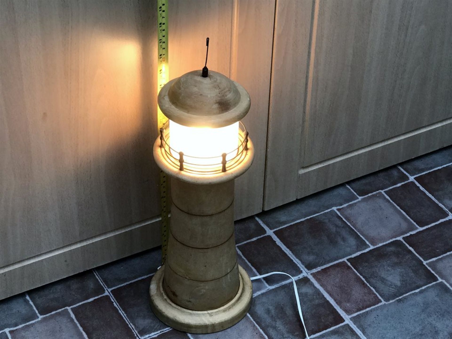 Vintage Treen Wood Table Lamp In The Form of a Lighthouse