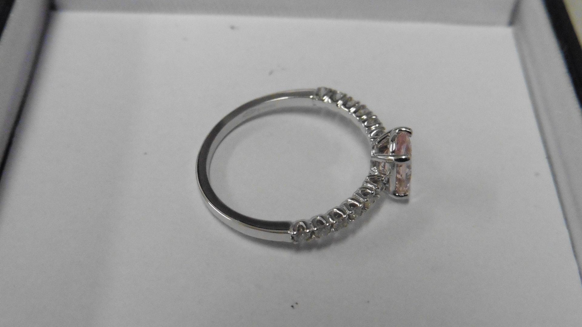 0.80ct / 0.12ct morganite and diamond dress ring. Oval cut ( treated ) morganite with small diamonds - Image 3 of 3