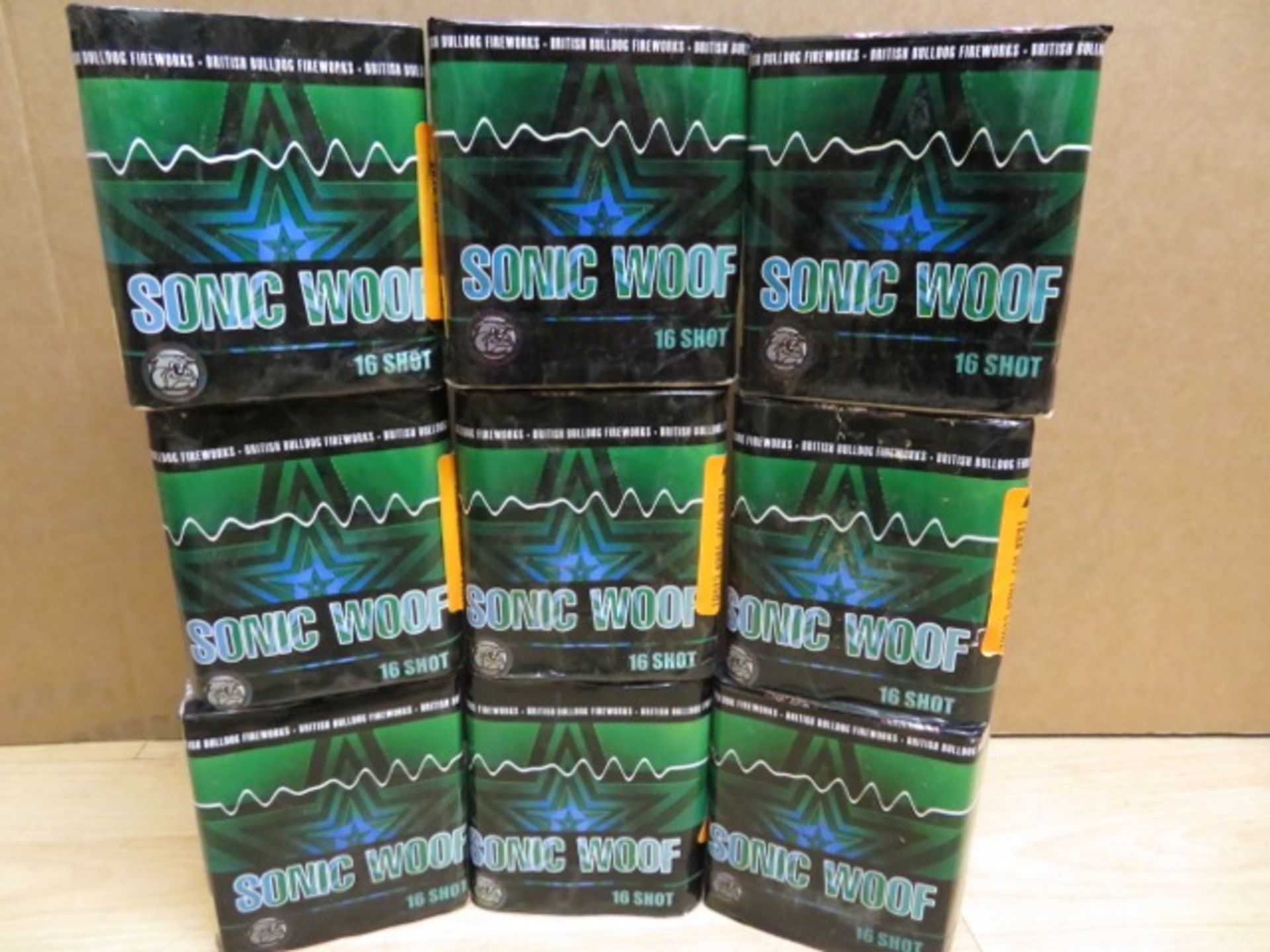 9 x British Bulldog Firework Company. 16 Shot Sonic Woof Cake Fireworks. RRP £20 each, giving this - Image 2 of 3