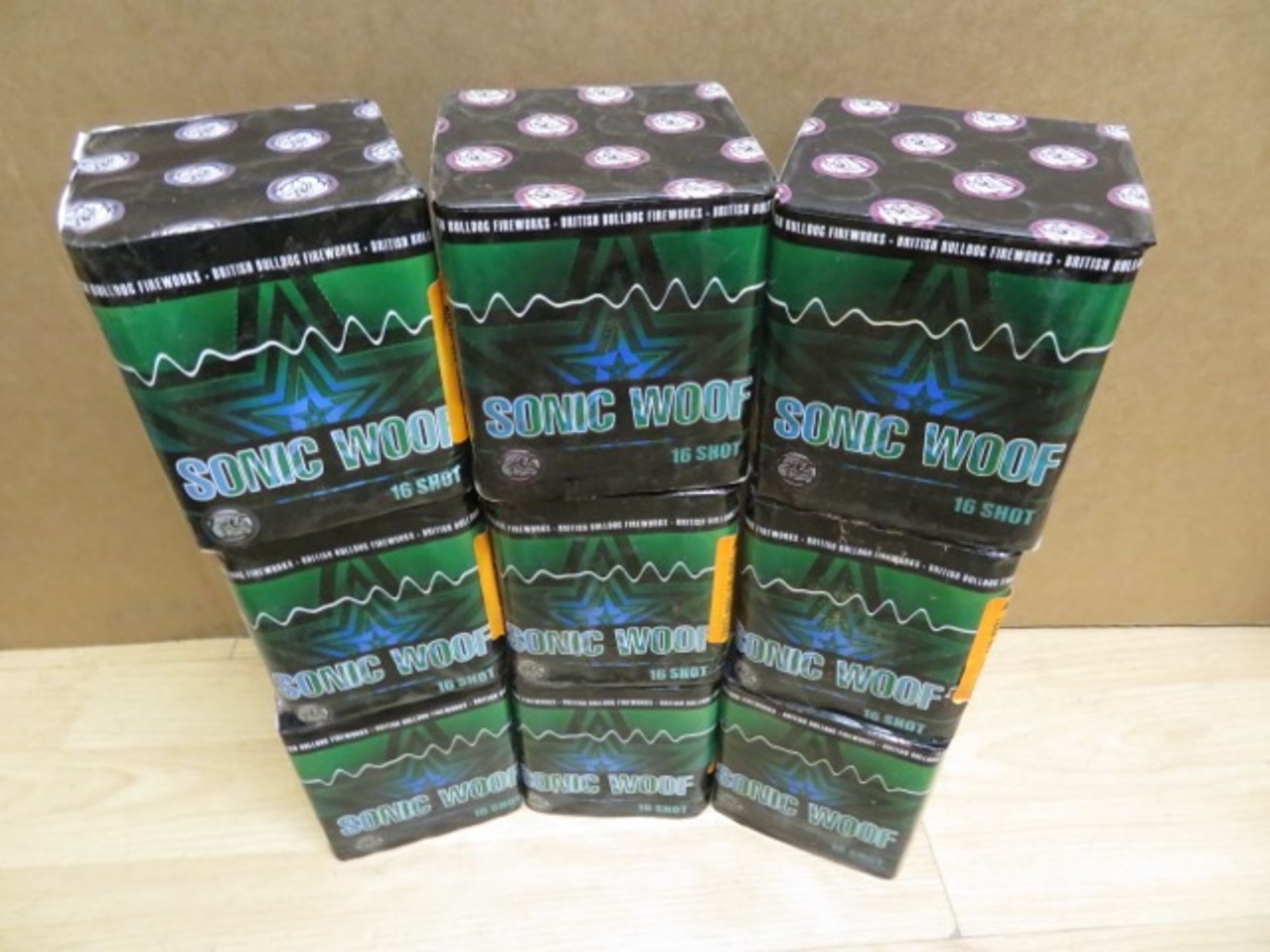 9 x British Bulldog Firework Company. 16 Shot Sonic Woof Cake Fireworks. RRP £20 each, giving this - Image 3 of 3