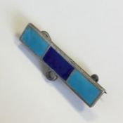 British Silver Enamel Medal Bar Pin Badge Army or WW2 Sweetheart Brooch