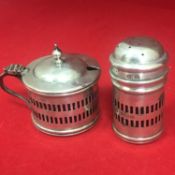 Vintage Art Deco 1930s Sterling Silver Salt Cellar & Pepper Pot - Birmingham 1936