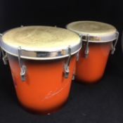 VINTAGE EDMUNDO ROS JOHN GREY BONGO DRUMS 1950s/60s ORANGE - PERCUSSION