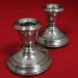 A Pair Of Vintage 1930s Art Deco Sterling Silver Dwarf Candlesticks - 302g
