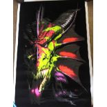 Tom Wood Fantasy Art Black Light Flocked Poster Dragon Lair of Shadows