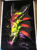 Tom Wood Fantasy Art Black Light Flocked Poster Dragon Lair of Shadows