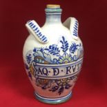 Vintage Italian Pottery Deruta Majolica Apothecary Jar Flask Acqua Di Ruta.