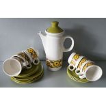 Vintage Retro Myott 'Mardigras' Coffee Pot Cups & Plates