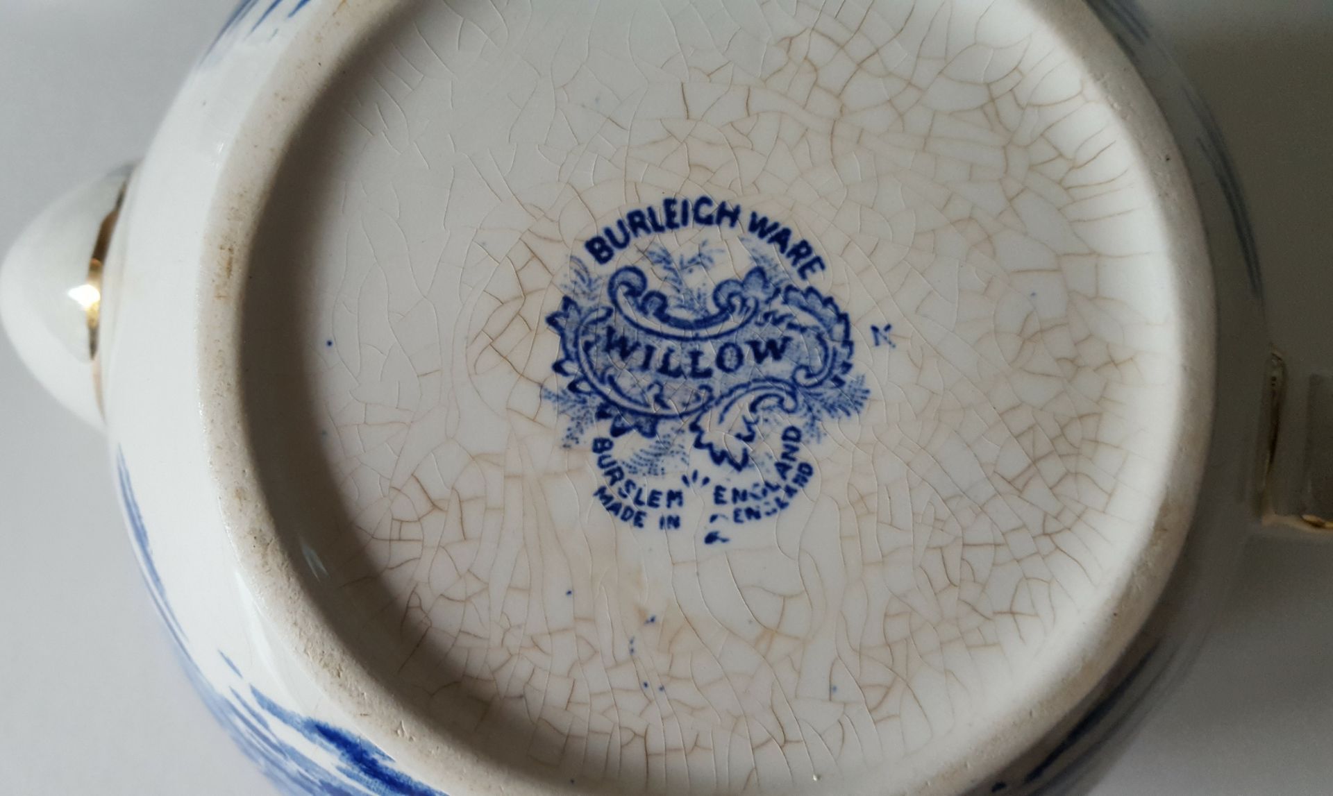 Vintage Burleigh Ware China Willow Pattern Tea Pot Jug & Suger Bowl - Image 4 of 4