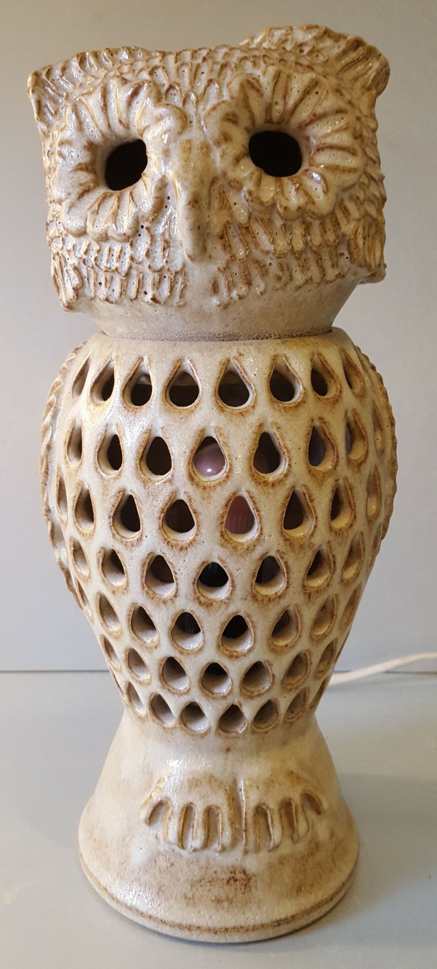 Vintage Retro Pottery Owl Table Lamp