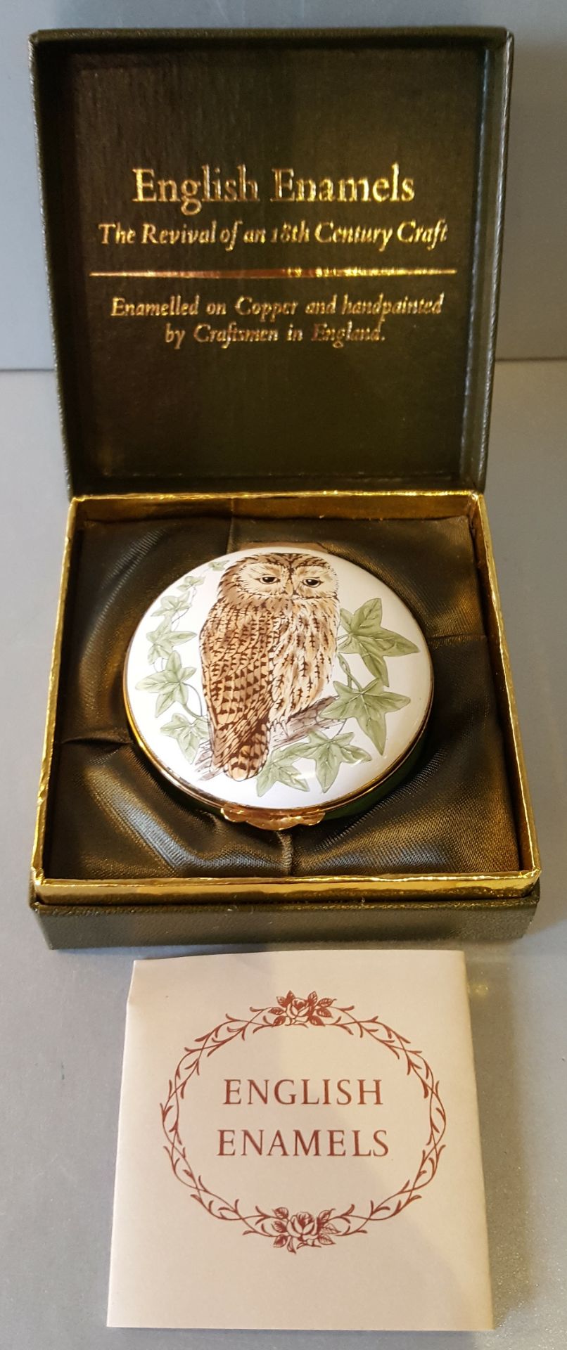 Vintage Retro Crummles English Enamels Country Life Owl Pill Box - Image 2 of 4