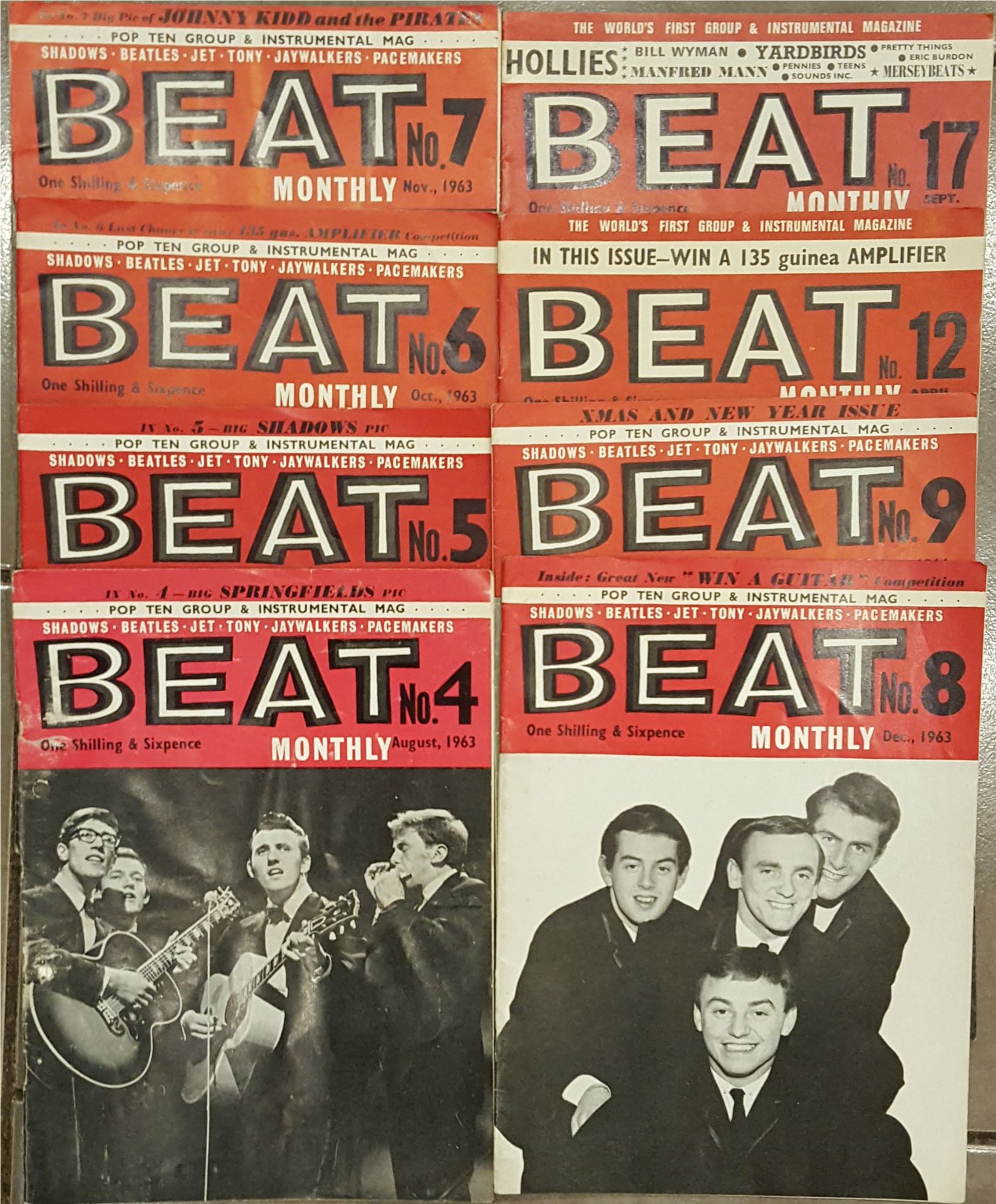 Vintage Retro 8 x Beat Magazines Front Cover Beatles Shadows & More