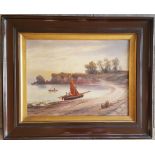 Antique Art Oil on Board Painting Nautical Theme Signed Lower Right