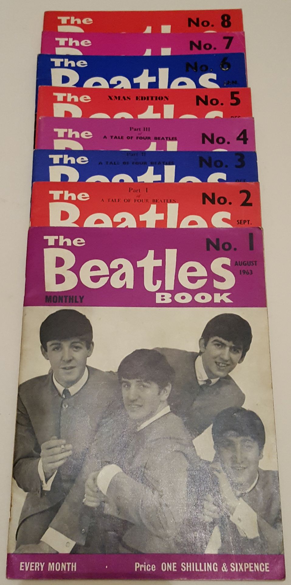 Vintage Retro The Beatles Book Monthly Issues 1 to 8 Aug 1963 - March 1964