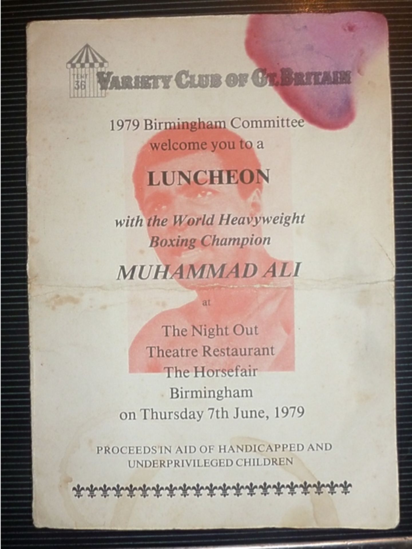 Vintage Retro Autograph Muhammad Ali Sined Charity Dinner Menu 1979