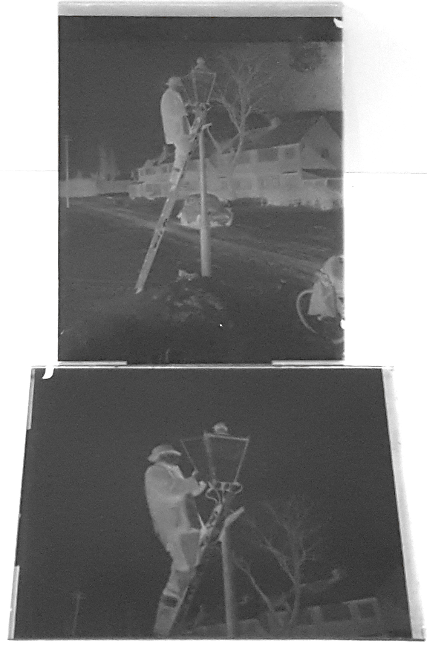 Vintage Retro 2 x Original Photography Glass Plate Pelsall Gas Lamplighter 1963 Measures 10cm x 12cm