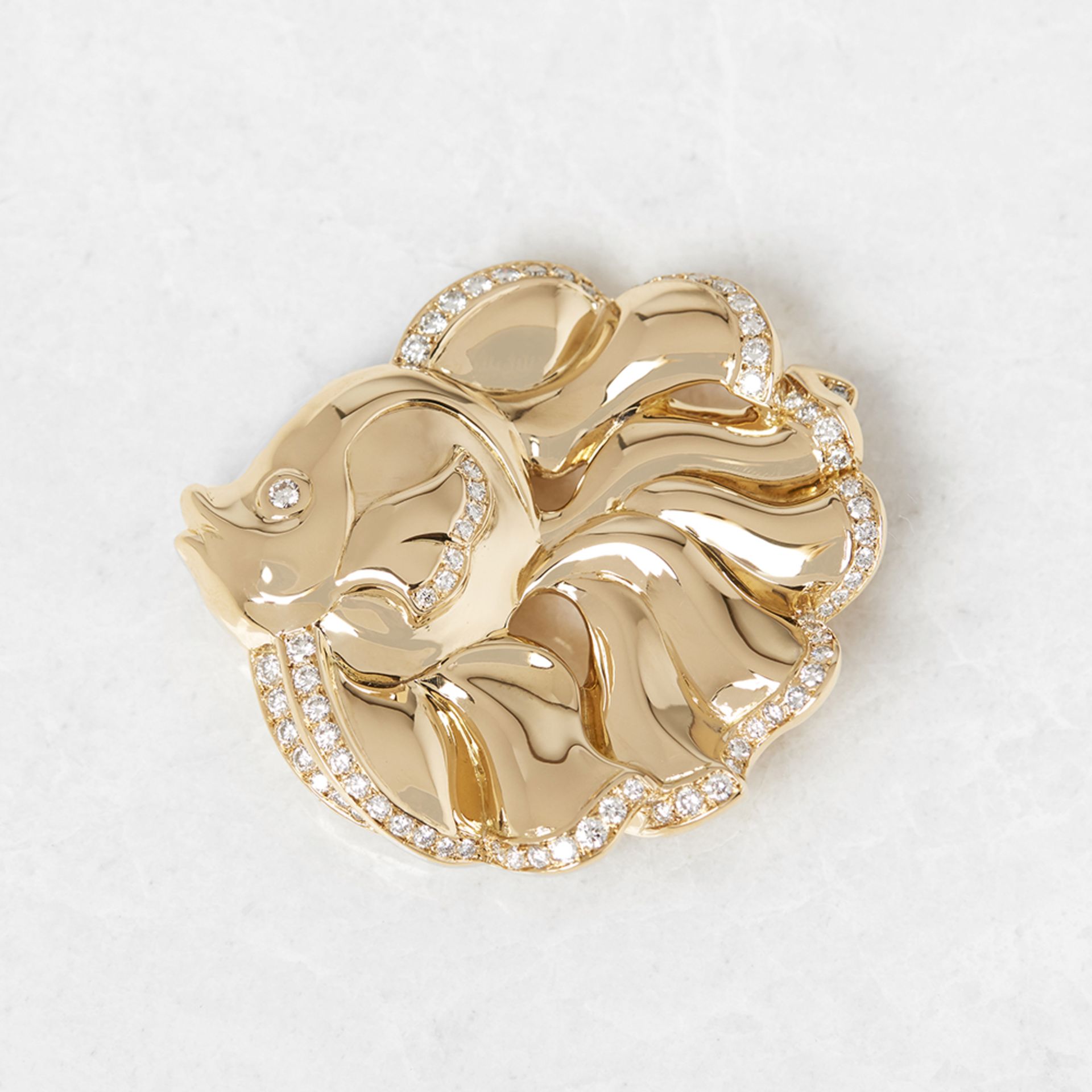 Van Cleef & Arpels 18k Yellow Gold Diamond Vintage Fish Brooch