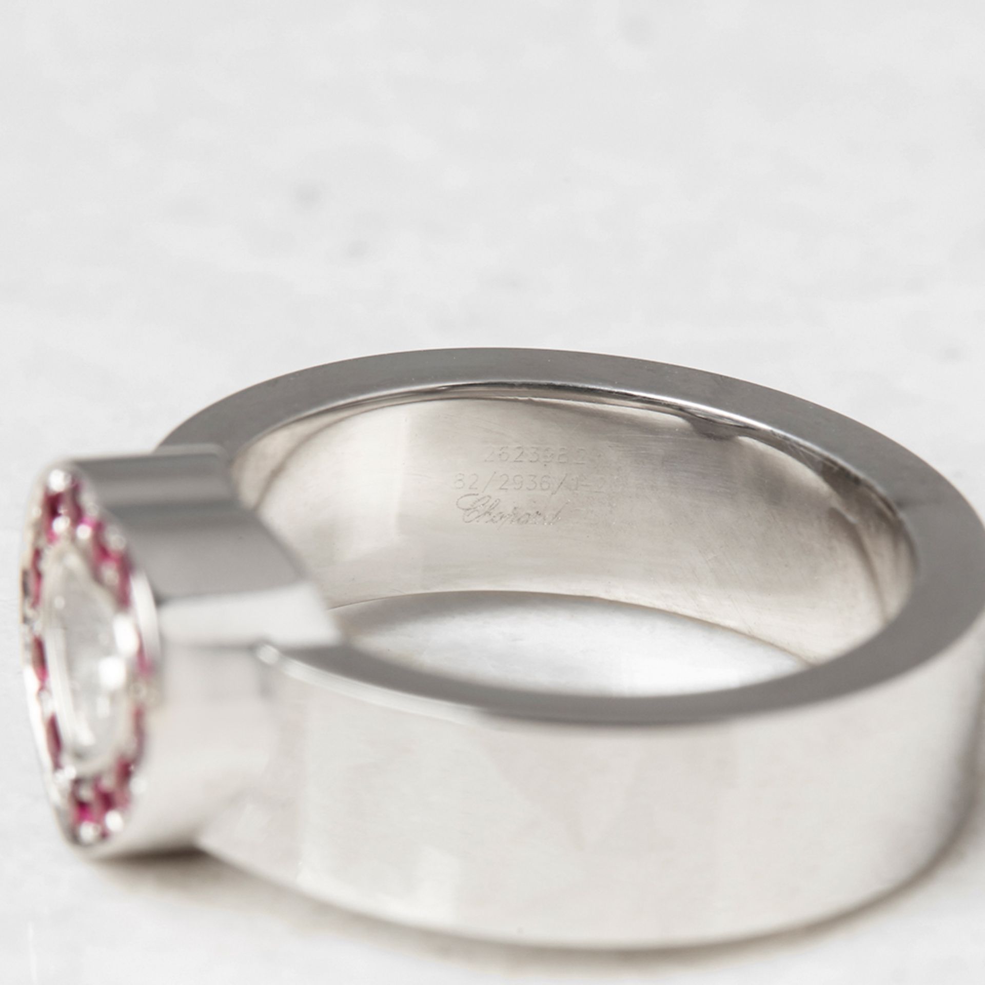 Chopard 18k White Gold Happy Diamonds Ruby Ring - Image 6 of 7