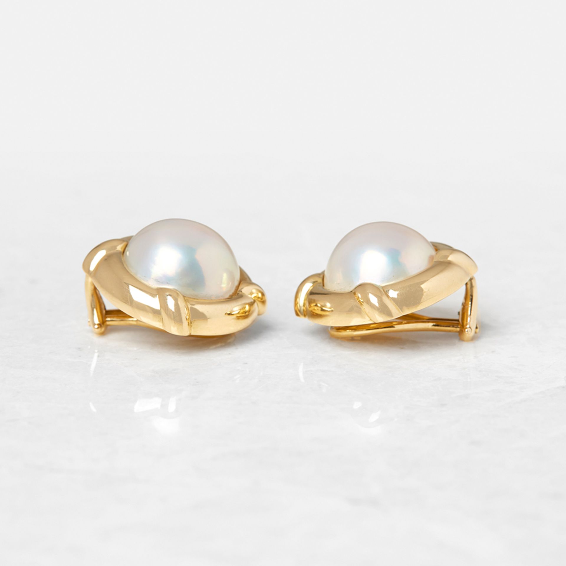 Tiffany & Co. 18k Yellow Gold Mabe Pearl Earrings - Image 7 of 9