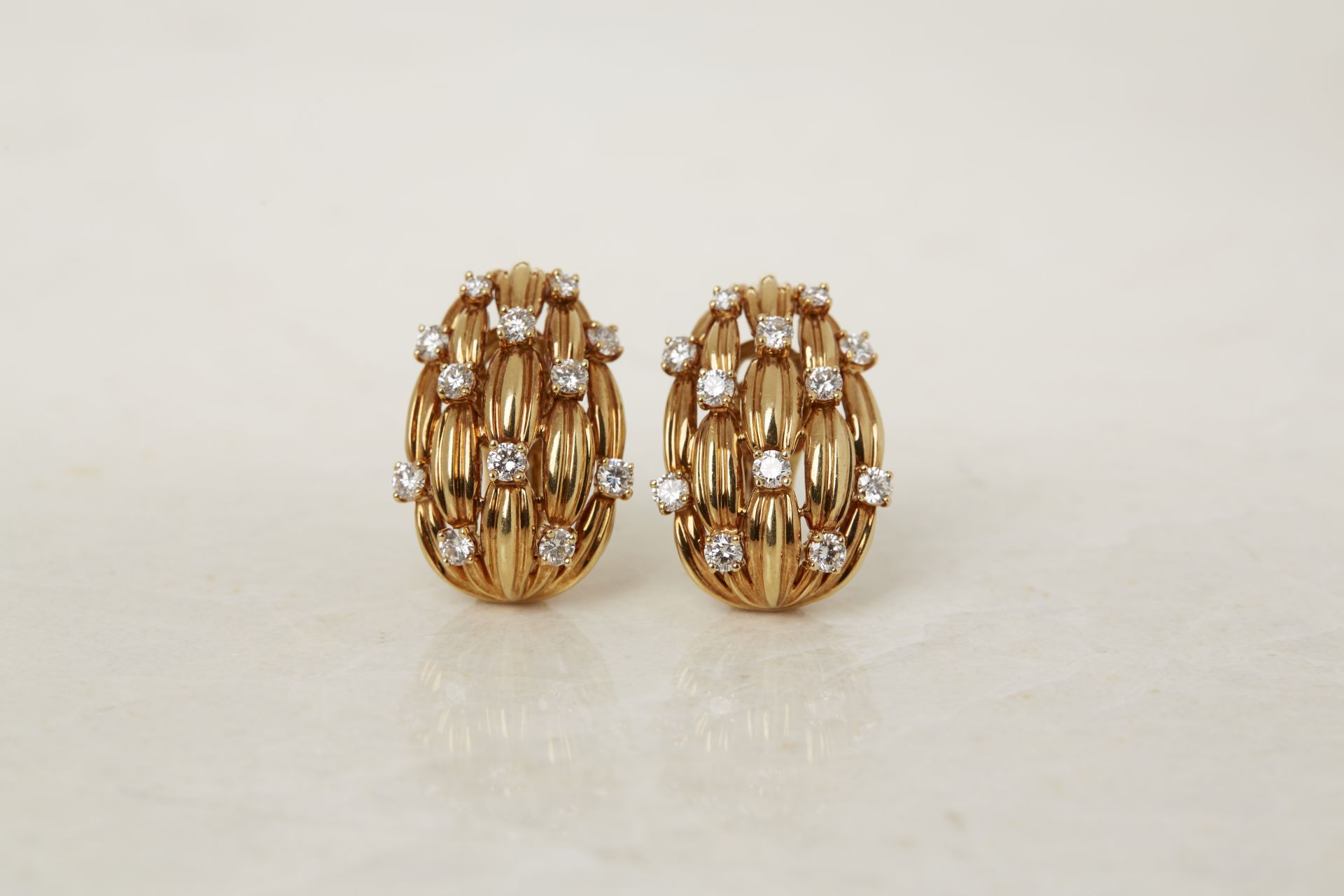 Tiffany & Co. 18k Yellow Gold Diamond Five Strand Vintage Earrings - Image 5 of 16