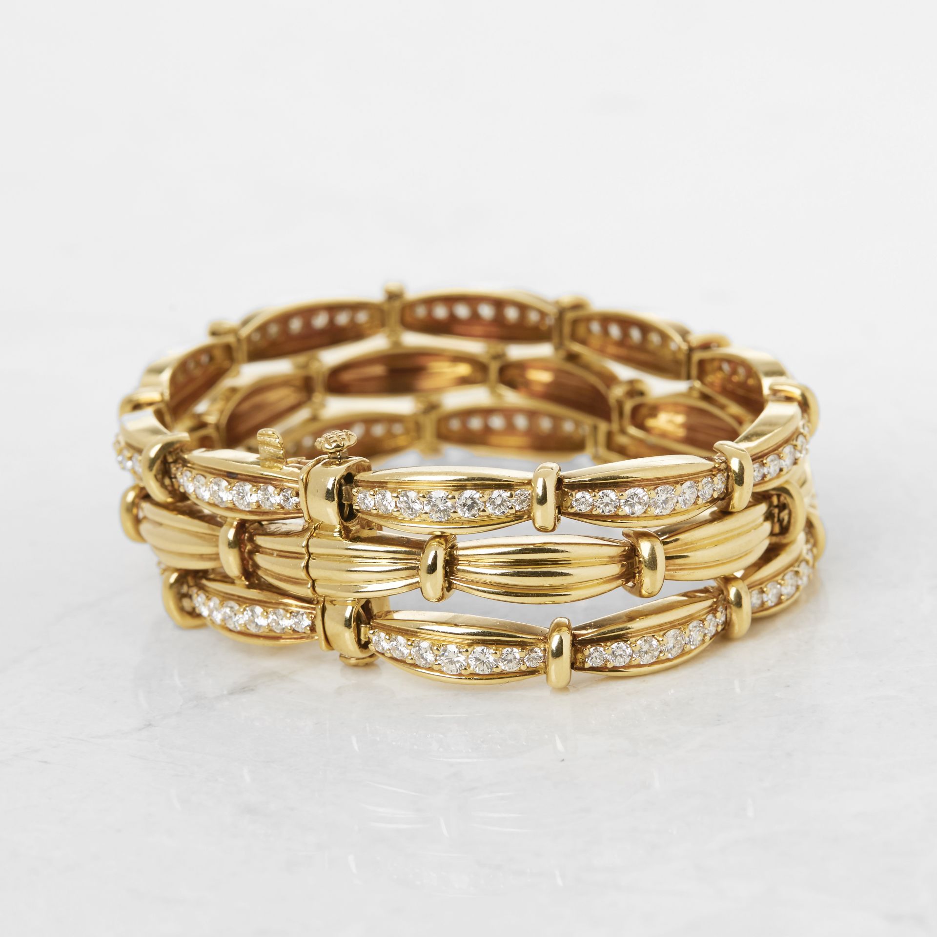 Tiffany & Co. 18k Yellow Gold Diamond Three Strand Vintage Bracelet - Image 14 of 17