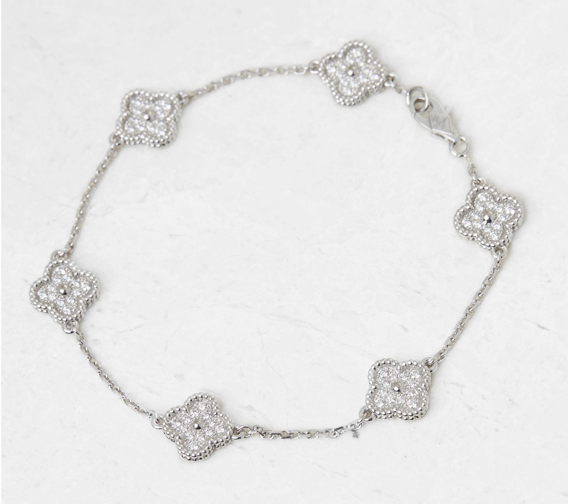 Van Cleef & Arpels 18k White Gold Diamond Sweet Alhambra Bracelet