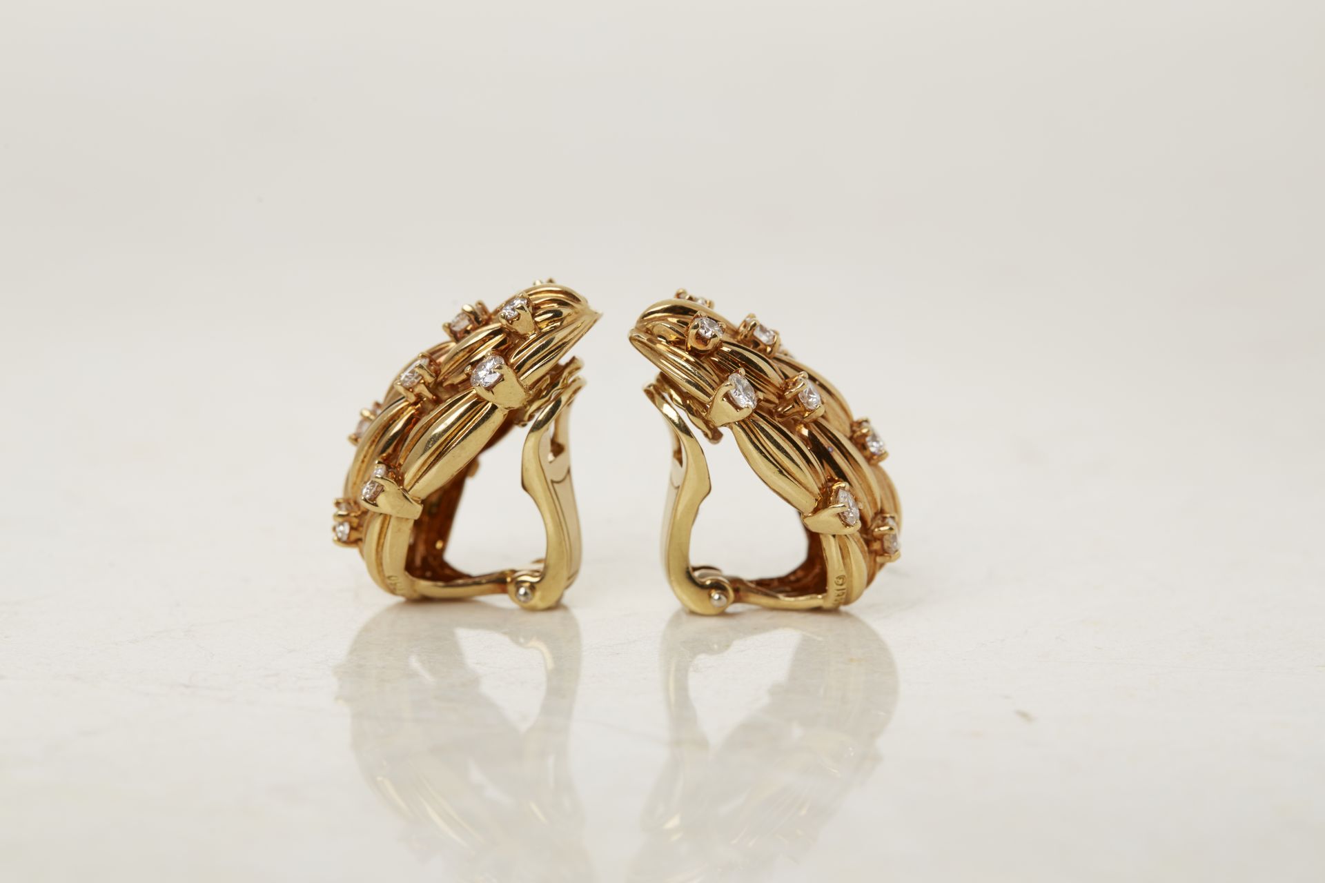 Tiffany & Co. 18k Yellow Gold Diamond Five Strand Vintage Earrings - Image 3 of 16