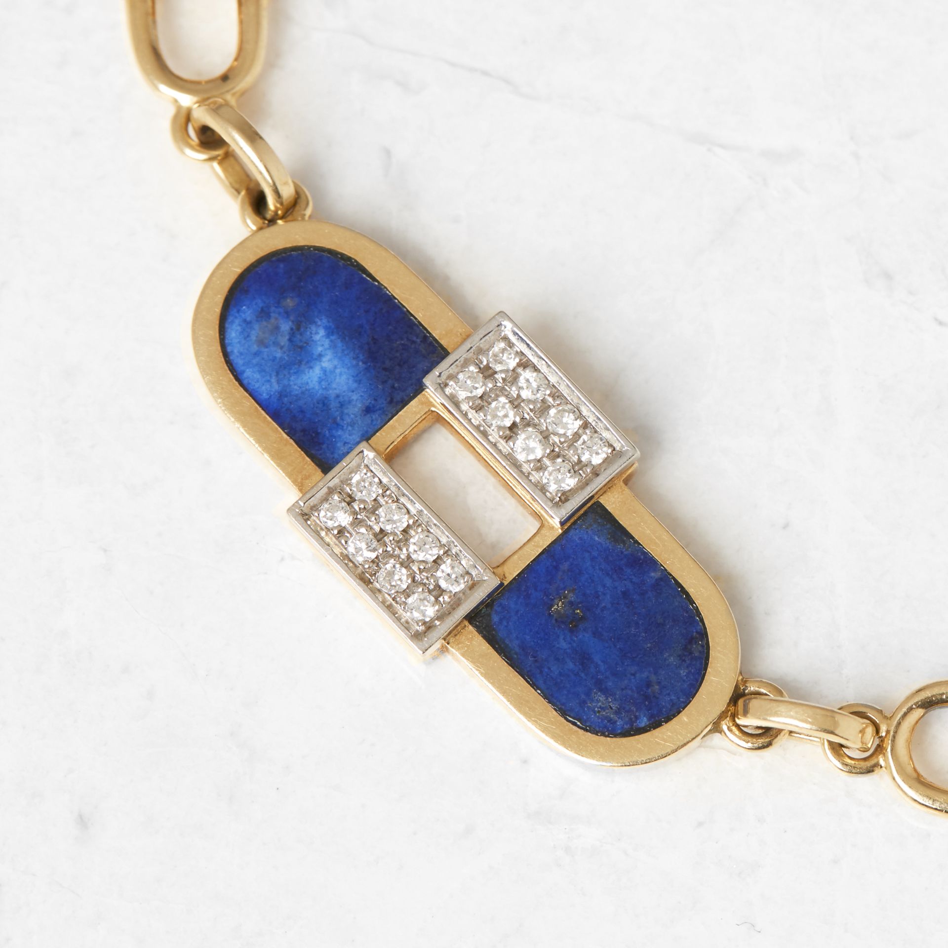 Cartier 18k Yellow Gold Lapis Lazuli & Diamond Necklace - Image 6 of 10