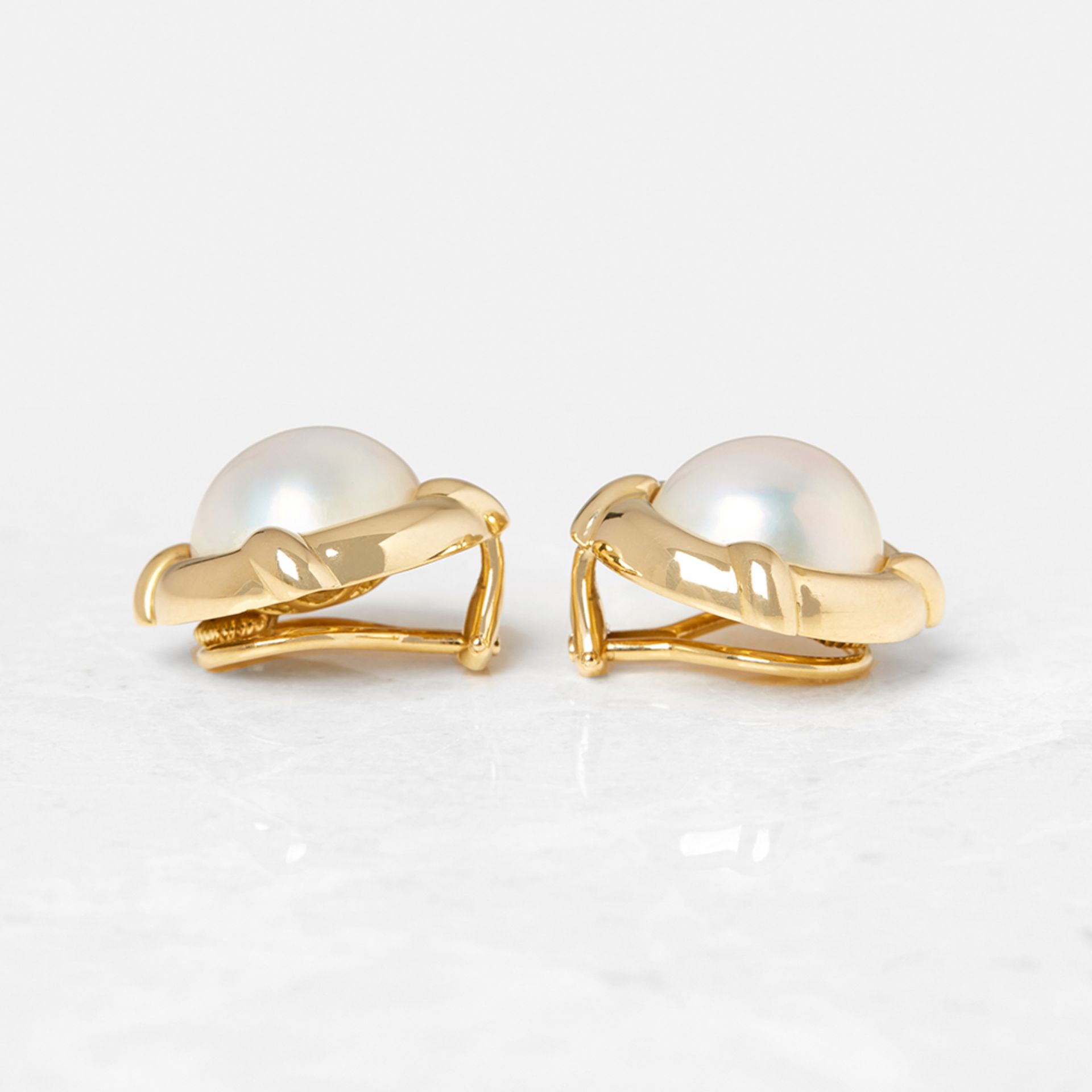 Tiffany & Co. 18k Yellow Gold Mabe Pearl Earrings - Image 6 of 9