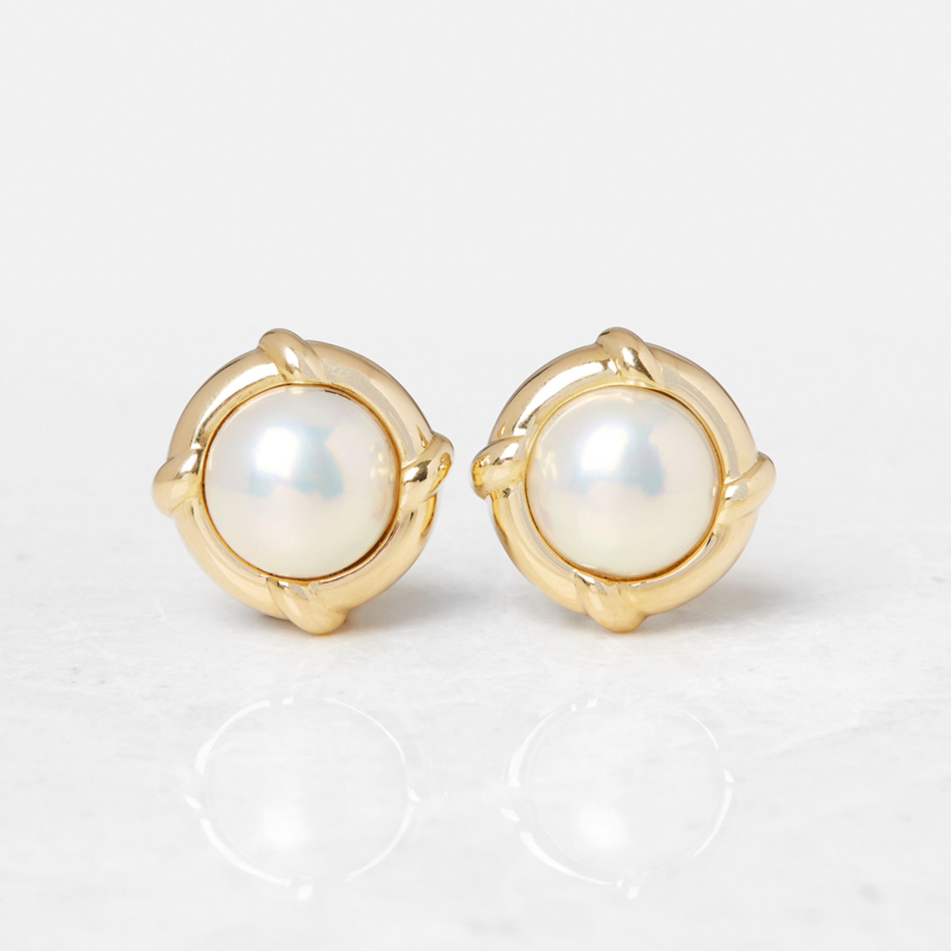 Tiffany & Co. 18k Yellow Gold Mabe Pearl Earrings - Image 2 of 9