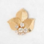 Cartier 18k Yellow Gold Diamond Vintage Leaf Brooch