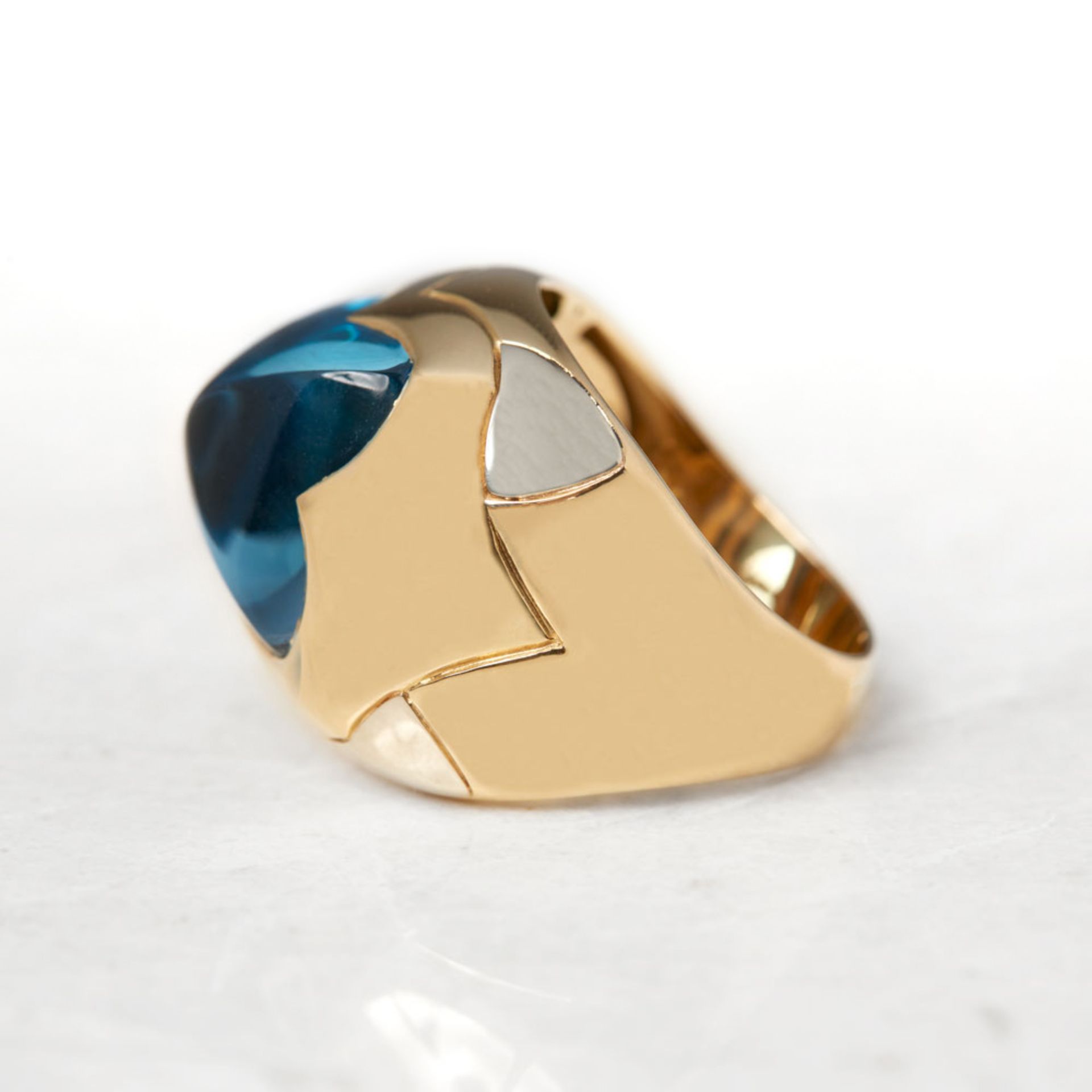 Bulgari 18k Yellow Gold Blue Topaz Piramide Ring - Image 4 of 8