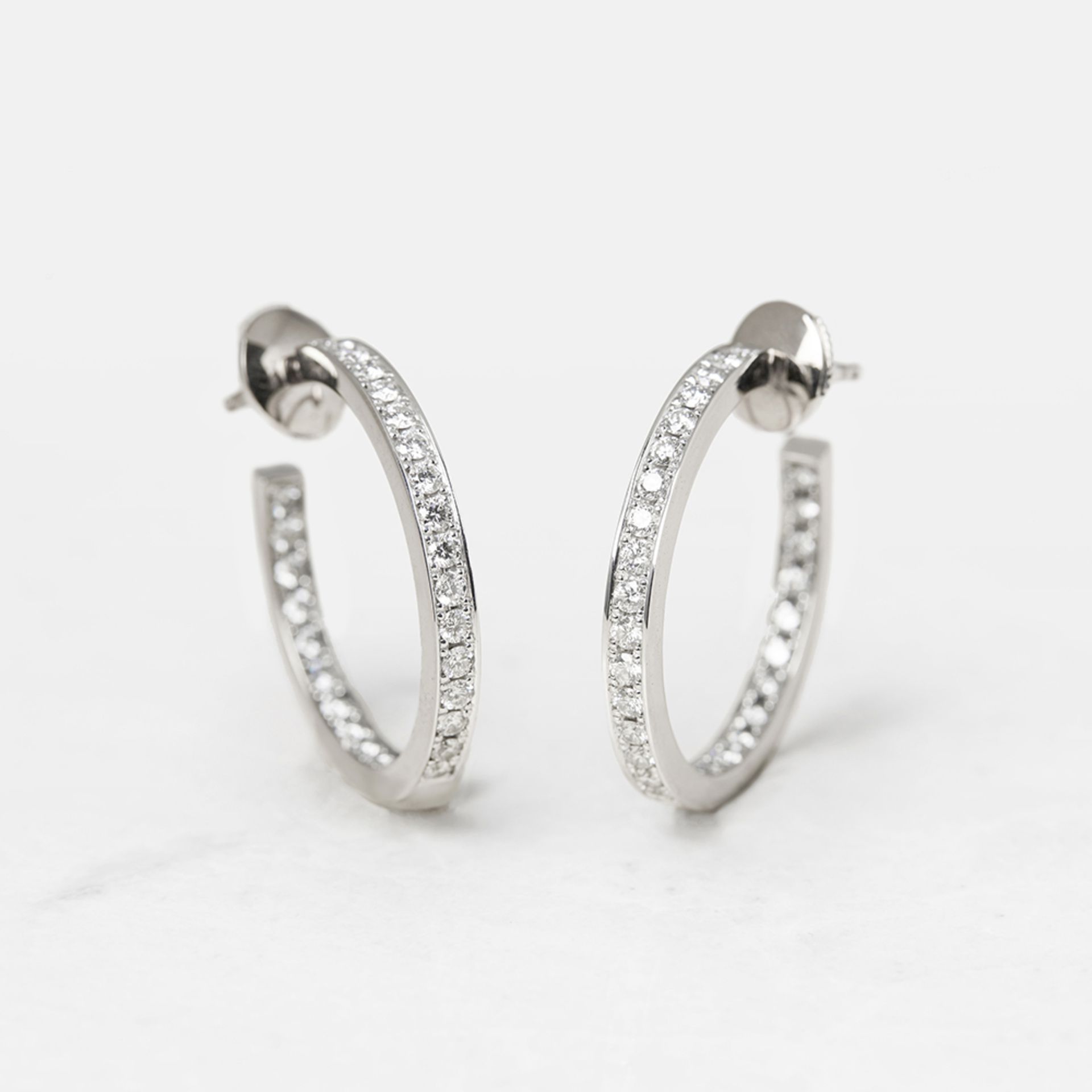 Cartier 18k White Gold Diamond Inside Out Hoop Earrings