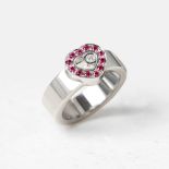 Chopard 18k White Gold Happy Diamonds Ruby Ring