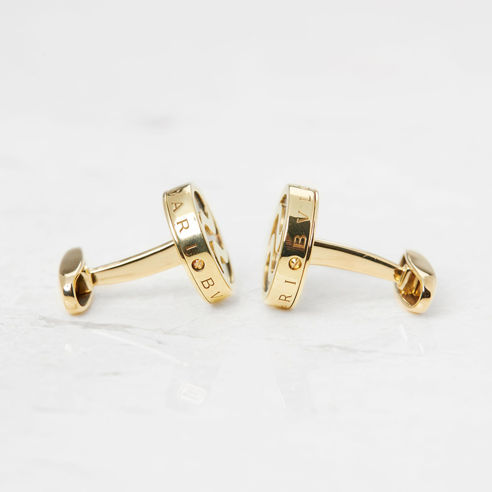 Bulgari 18k Yellow Gold Mother of Pearl Cufflinks - Image 2 of 6