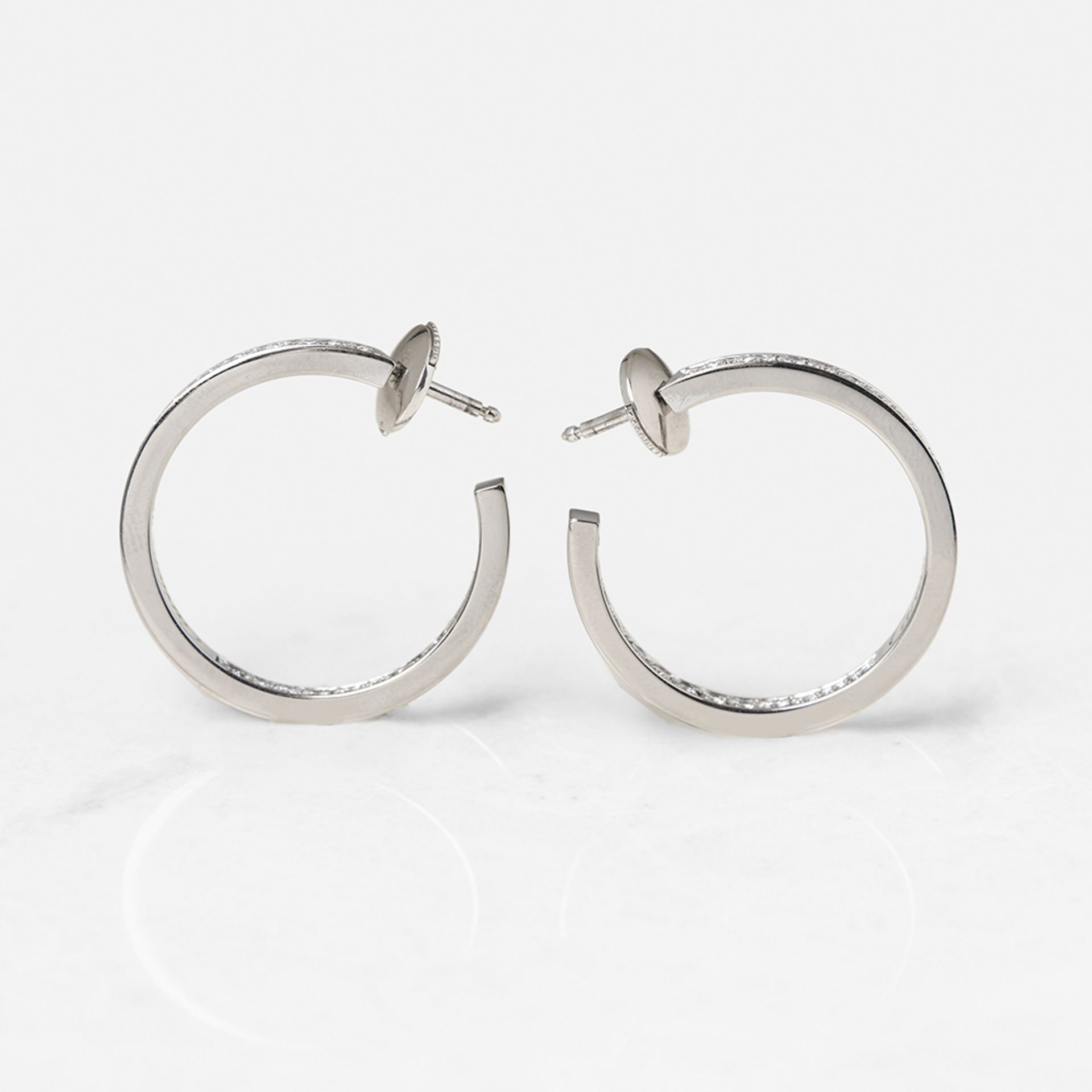 Cartier 18k White Gold Diamond Inside Out Hoop Earrings - Image 3 of 14