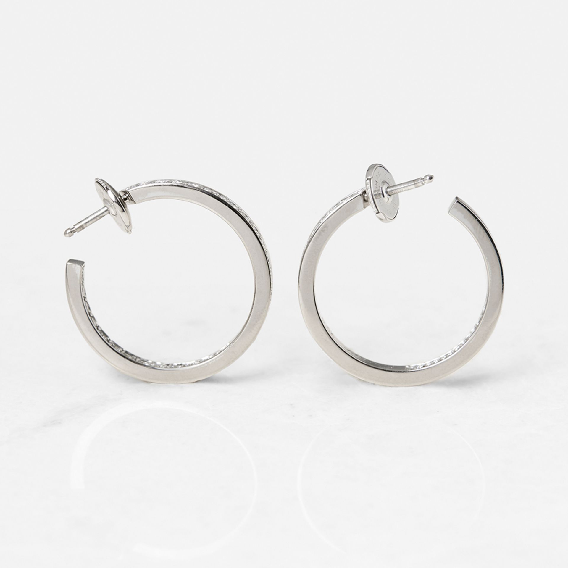 Cartier 18k White Gold Diamond Inside Out Hoop Earrings - Image 9 of 14